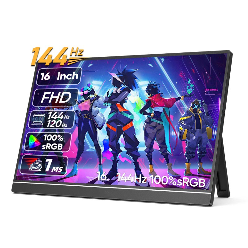 Moniteur Portable 16 pouces, écran d'affichage IPS 144Hz pour ordinateur Portable